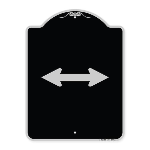 Bidirectional Arrow Black Heavy-Gauge Aluminum Architectural Sign, 24" x 18", BS-1824-24312